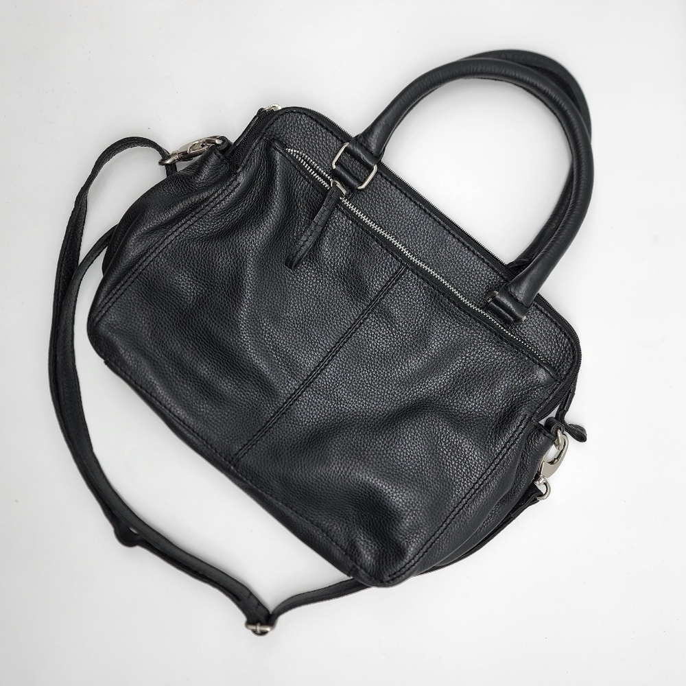 Colorado Black Leather Multi Compartment Large Cross Body Shoulder Tote Bag - Picture 11 of 16